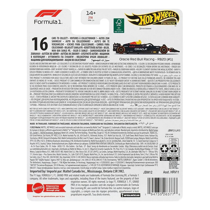 Avis Formule 1 - Véhicule métal Hot Wheels Premium 1/64 Oracle Red Bull Racing RB20 (N°1) (Max Verstappen 2024)