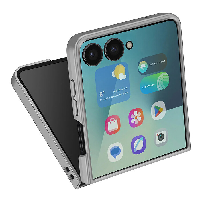 Avizar Coque pour Galaxy Z Flip 7 avec Texture Relief en Silicone Gris pas cher