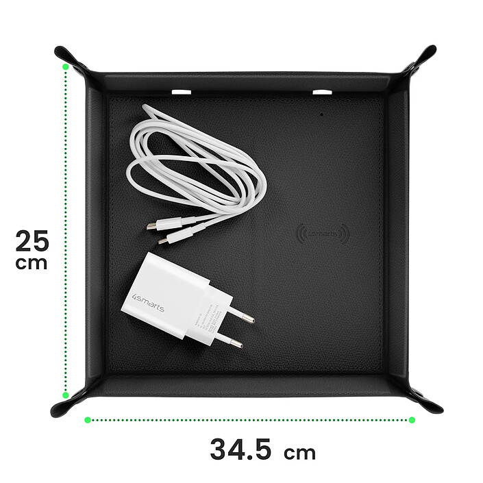 Avis 4smarts Vide-poches avec Station de Charge sans fil Qi 15W Charge Rapide Noir