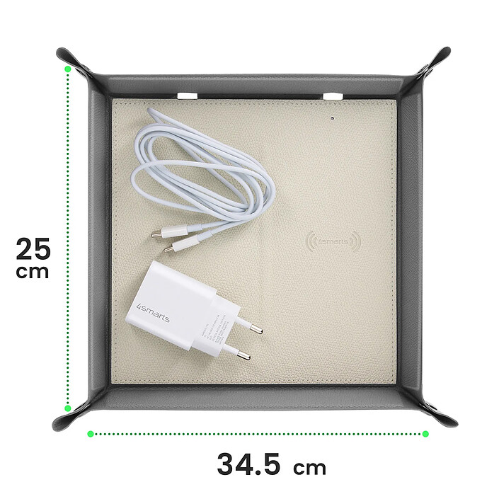 Avis 4smarts Vide-poches avec Station de Charge sans fil Qi 15W Charge Rapide Gris