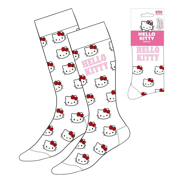 Hello Kitty - Paire de Chaussettes Hello Kitty Face White 36-43