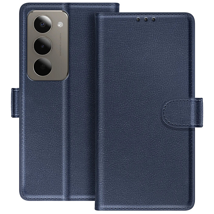 Avizar Étui Portefeuille pour Xiaomi Redmi 15 5G Chesterfield Grainé Fonction Stand Bleu nuit
