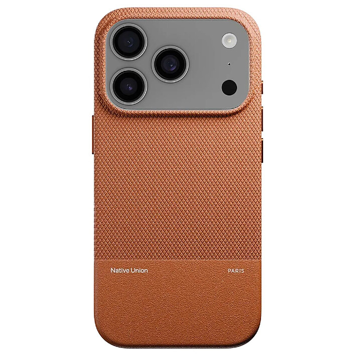Native Union Coque pour iPhone 17 Pro MagSafe Antichocs Texturée Série ReClassic Marron clair