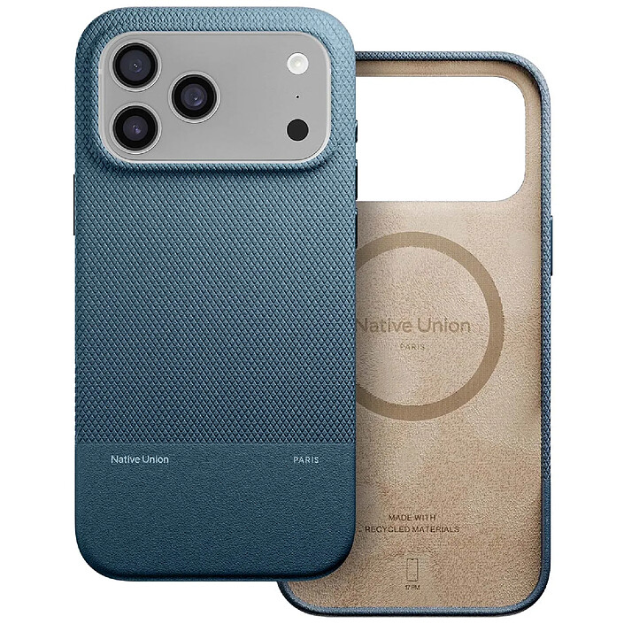 Avis Native Union Coque pour iPhone 17 Pro MagSafe Antichocs Texturée Série ReClassic Bleu