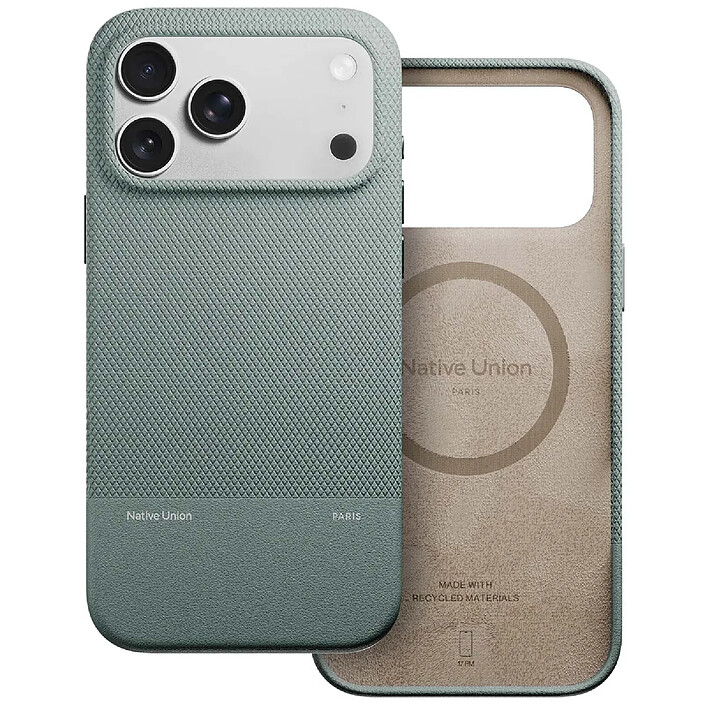 Avis Native Union Coque pour iPhone 17 Pro Max MagSafe Antichocs Texturée Série ReClassic Vert