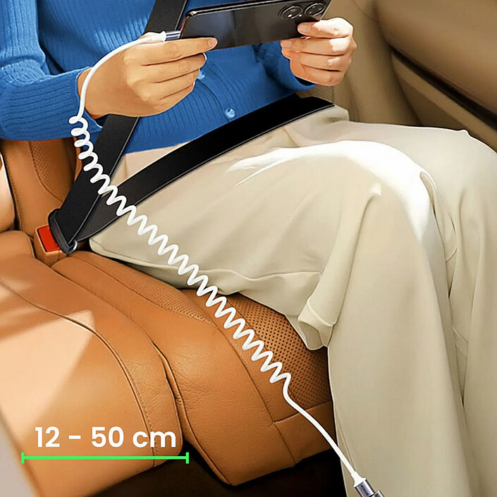 4smarts Câble USB-C vers USB-C 240W 480 Mb/s Spiralé Rétractable 12 à 50cm Blanc pas cher