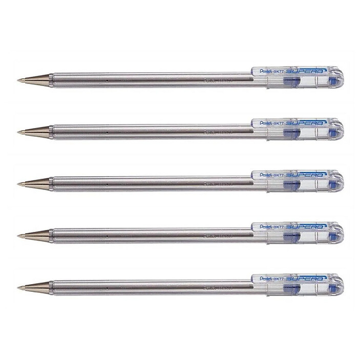 PENTEL Stylo bille SUPERB BK77 Pointe Moyenne Bleu x 5
