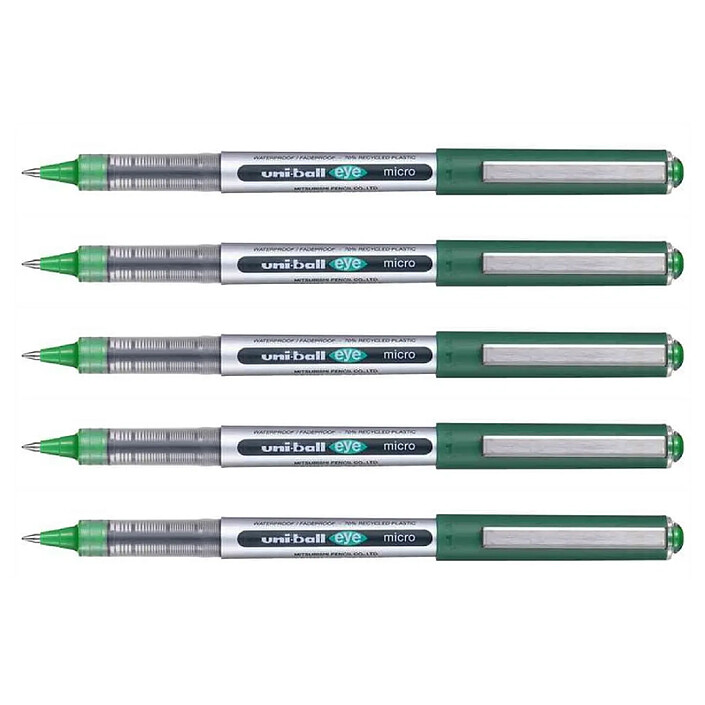 UNI-BALL Stylo Roller Encre Liquide Recyclé EYE Micro UB150E Pointe Fine Vert x 5