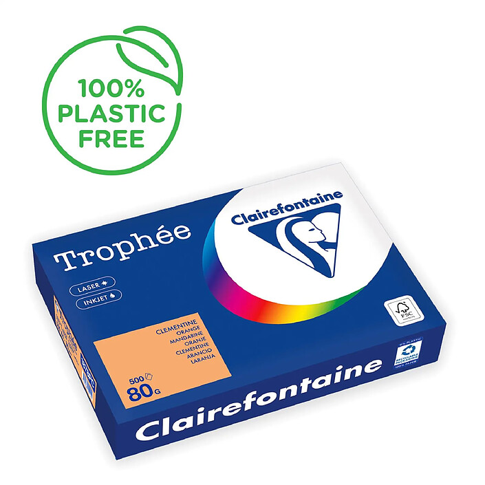 CLAIREFONTAINE Ramette Papier A4 80g 500 Feuilles Clémentine