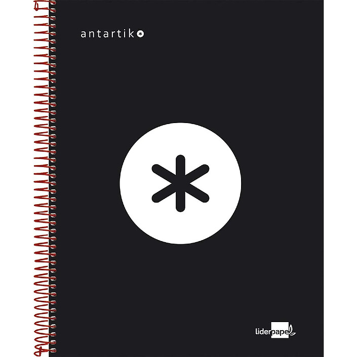 ANTARTIK Cahier spirale A5 240p 100g couverture rembordée quadrillage 5mm 6 trous coil-lock - Noir