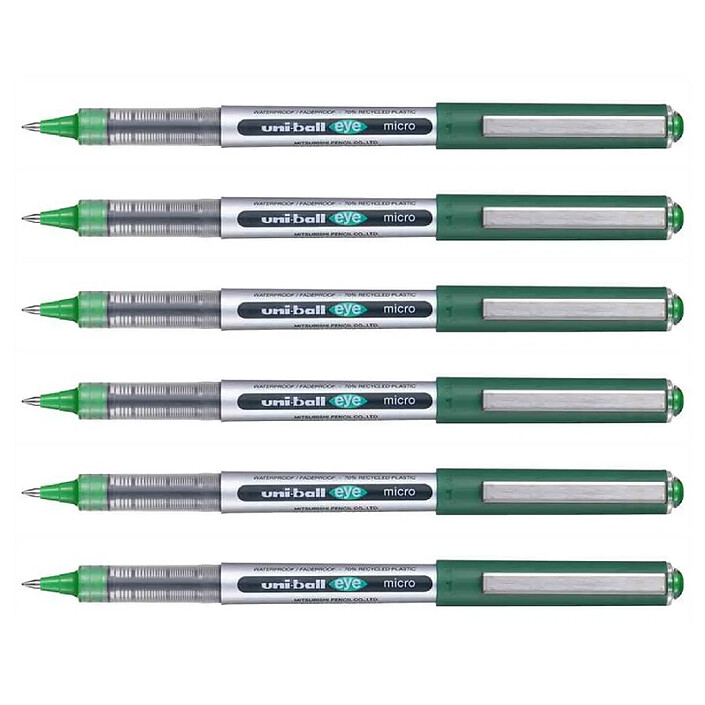UNI-BALL Stylo Roller Encre Liquide Recyclé EYE Micro UB150E Pointe Fine Vert x 6