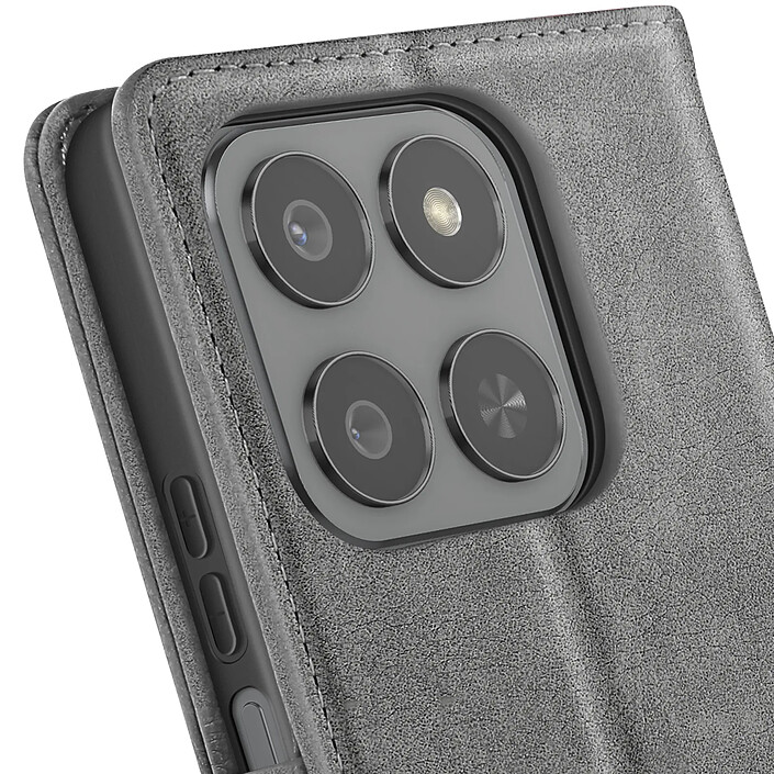 Avis Étui Portefeuille pour Honor 400 Smart Chesterfield Grainé avec Fonction Stand Gris