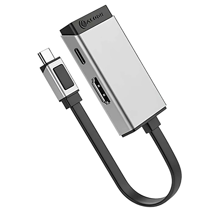 A-Logic HUB 2 en 1 USB-C vers HDMI 4K 60Hz et USB-C 100W Rapide Série MagForce Noir / Argent