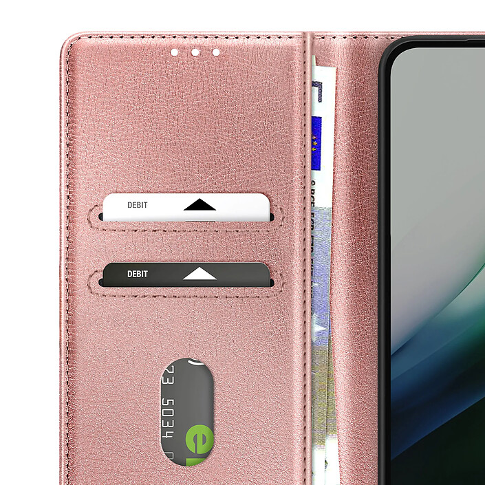 Avizar Étui Portefeuille pour Xiaomi Redmi 15 5G Chesterfield Grainé Fonction Stand Rose pas cher