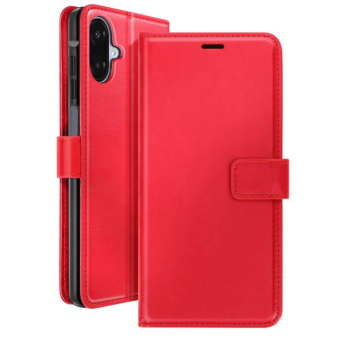 Mayaxess Étui Portefeuille pour Galaxy A07 avec Dragonne et Fonction Stand Rouge