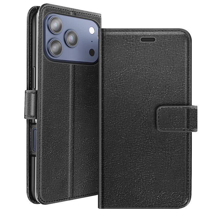 Mayaxess Étui Portefeuille pour iPhone 17 Pro Max avec Dragonne et Fonction Stand Noir