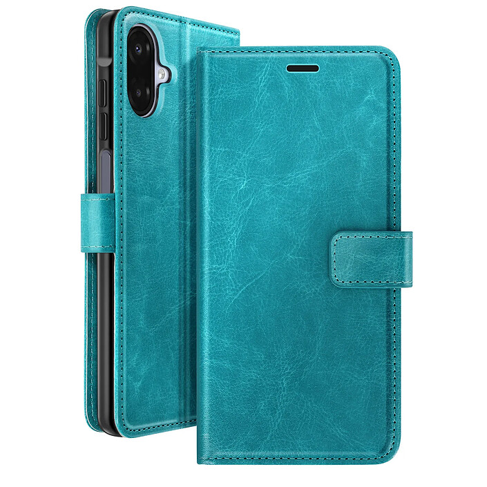 Mayaxess Étui Portefeuille pour Galaxy A07 avec Dragonne et Fonction Stand Bleu canard