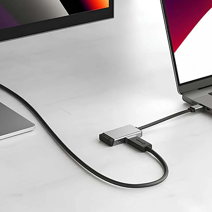 Avis A-Logic HUB 2 en 1 USB-C vers HDMI 4K 60Hz et USB-C 100W Rapide Série MagForce Noir / Argent