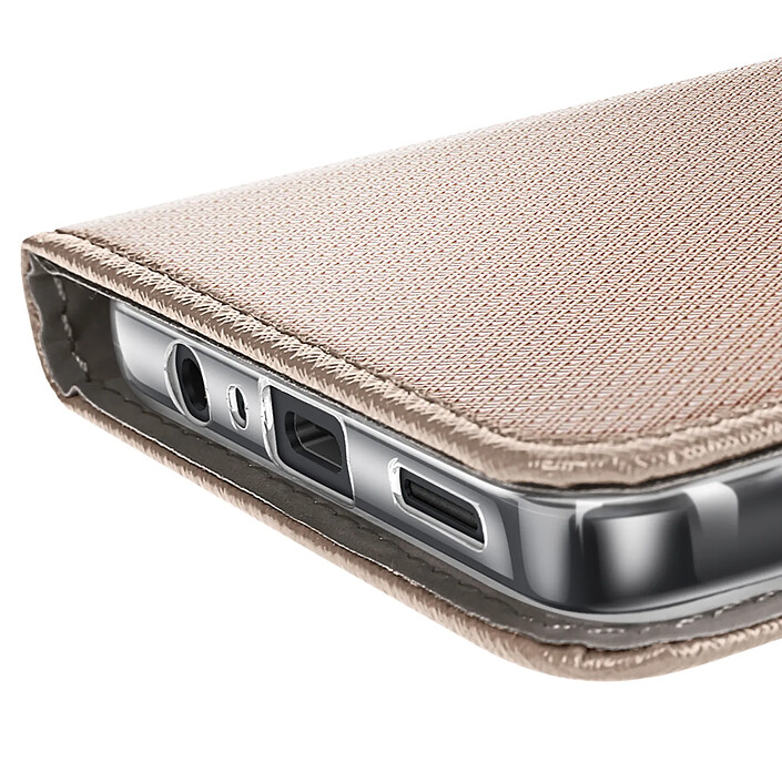 Avizar Étui à Clapet pour Galaxy A07 Effet Strié avec Porte-carte et Fonction Stand Dorée pas cher
