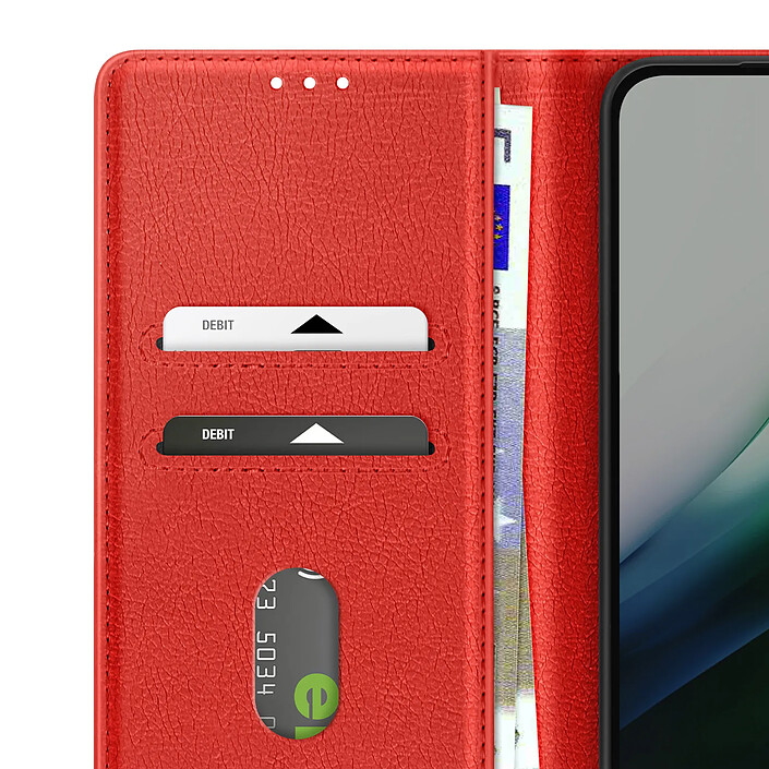 Avizar Étui Portefeuille pour Xiaomi Redmi 15 5G Chesterfield Grainé Fonction Stand Rouge pas cher