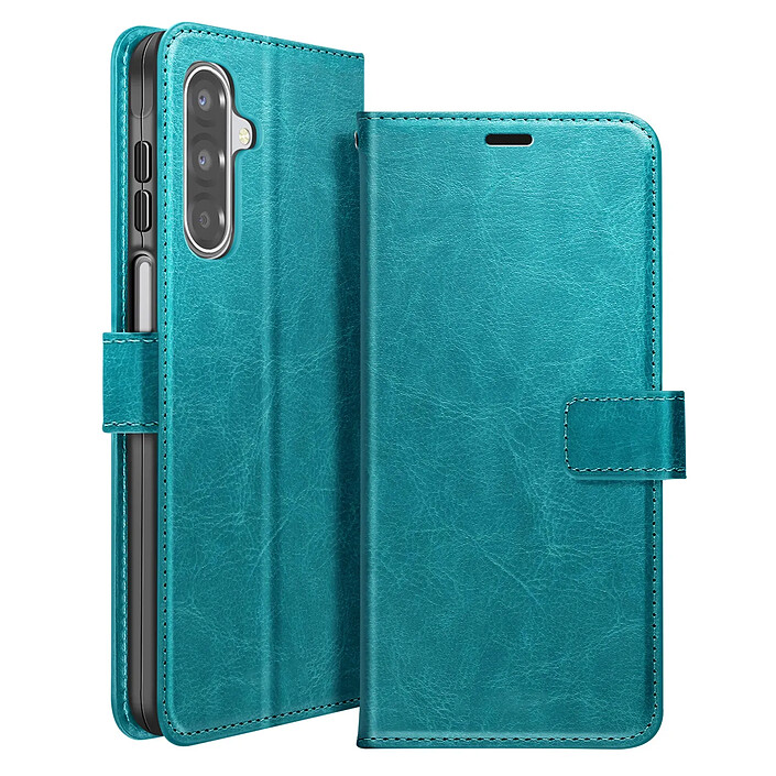 Mayaxess Étui Portefeuille pour Galaxy A17 avec Dragonne et Fonction Stand Bleu canard