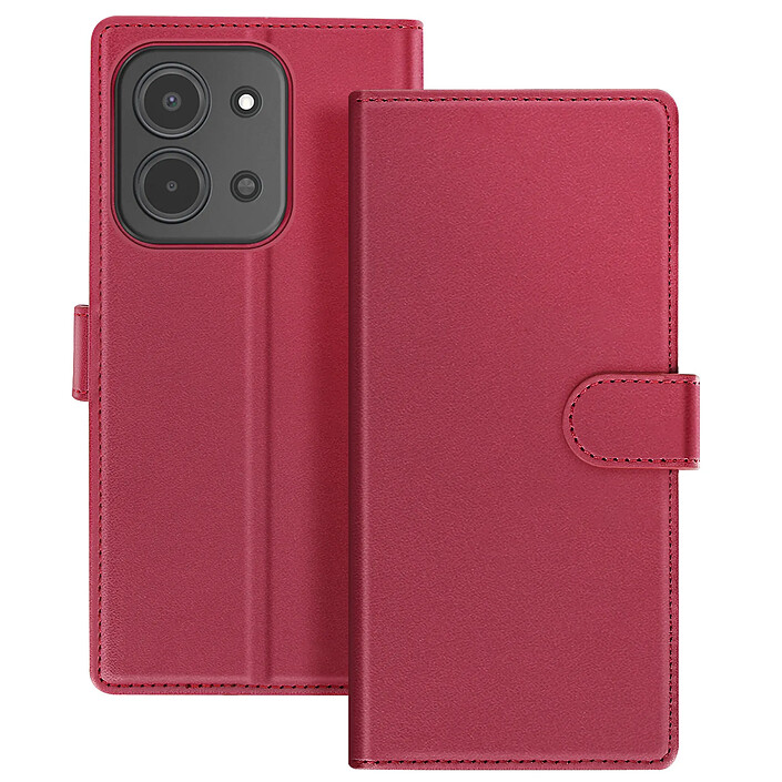 Mayaxess Étui Portefeuille 2 en 1 pour Redmi 15C avec Coque Détachable Rouge
