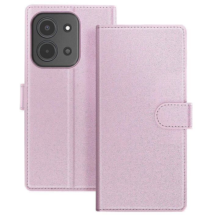 Mayaxess Étui Portefeuille 2 en 1 pour Redmi 15C avec Coque Détachable Rose champagne