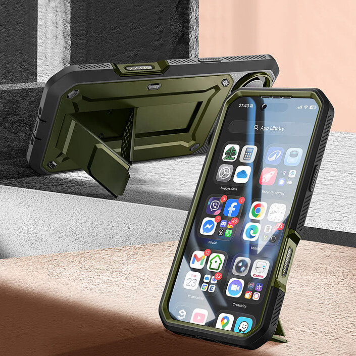Avis Supcase Coque Intégrale pour iPhone Air Série Unicorn Beetle Pro avec Béquille Kaki