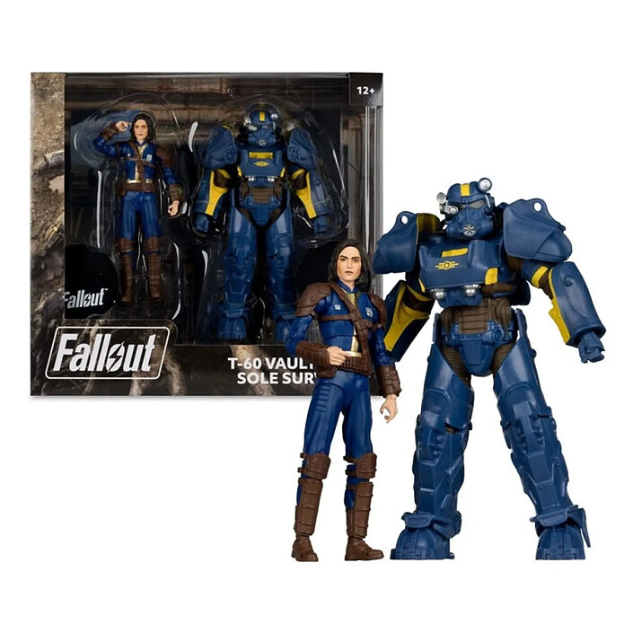 Fallout 4 - Pack 2 statuettes T-60 Vault Tec & Sole Survivor 18 cm pas cher
