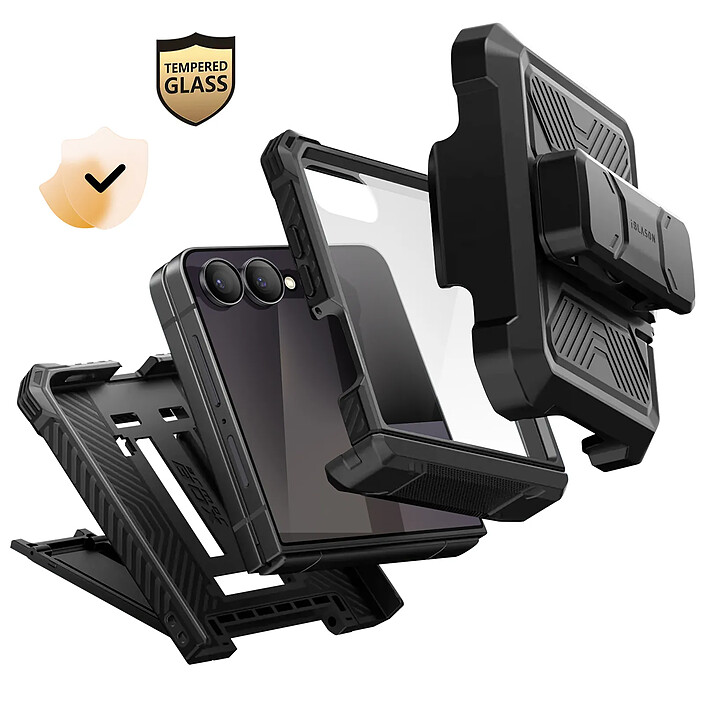 Avis I-Blason Coque pour Galaxy Z Flip 7 Collection Armorbox avec Verre trempé et Béquille Noir