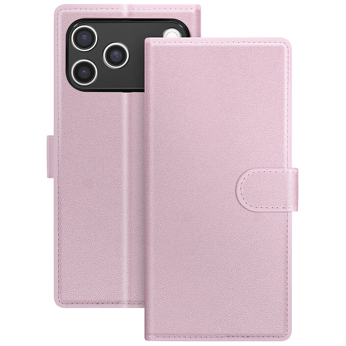 Mayaxess Étui Portefeuille 2 en 1 pour iPhone 17 Pro avec Coque Détachable Rose