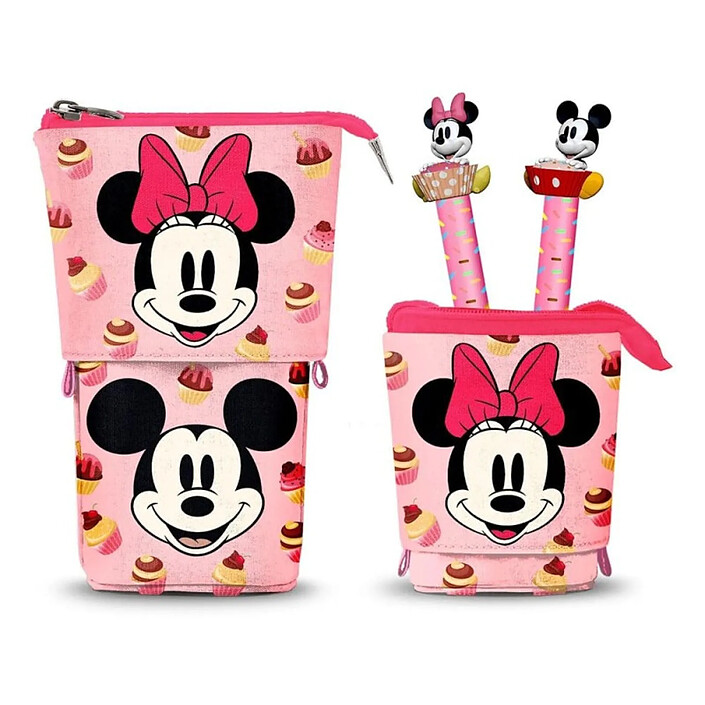 Minnie Mouse - Trousse Pop Up Minnie avec 2 stylos à bille effaçable à encre gel