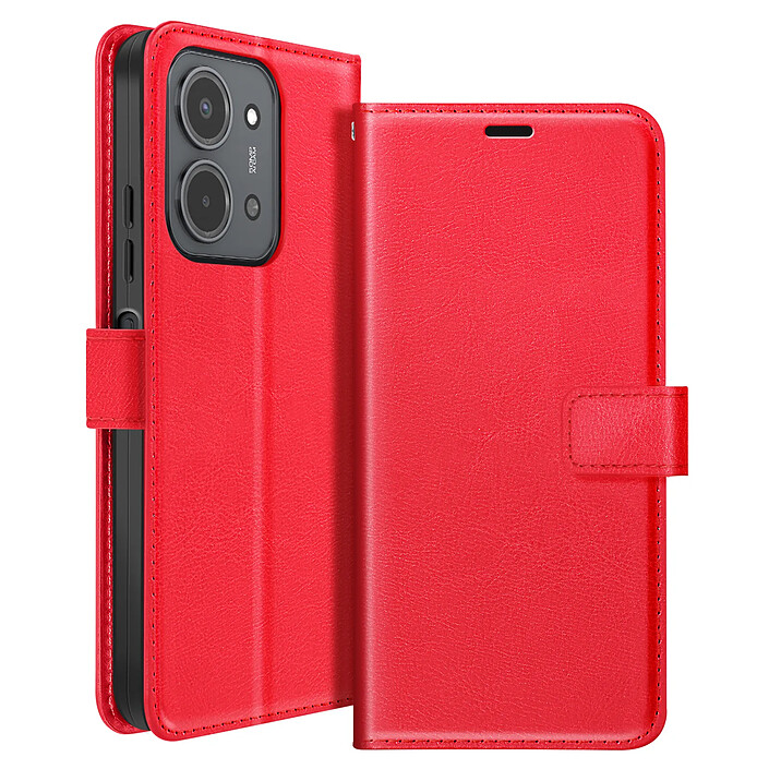 Mayaxess Étui Portefeuille pour Xiaomi Redmi 15C avec Dragonne et Fonction Stand Rouge