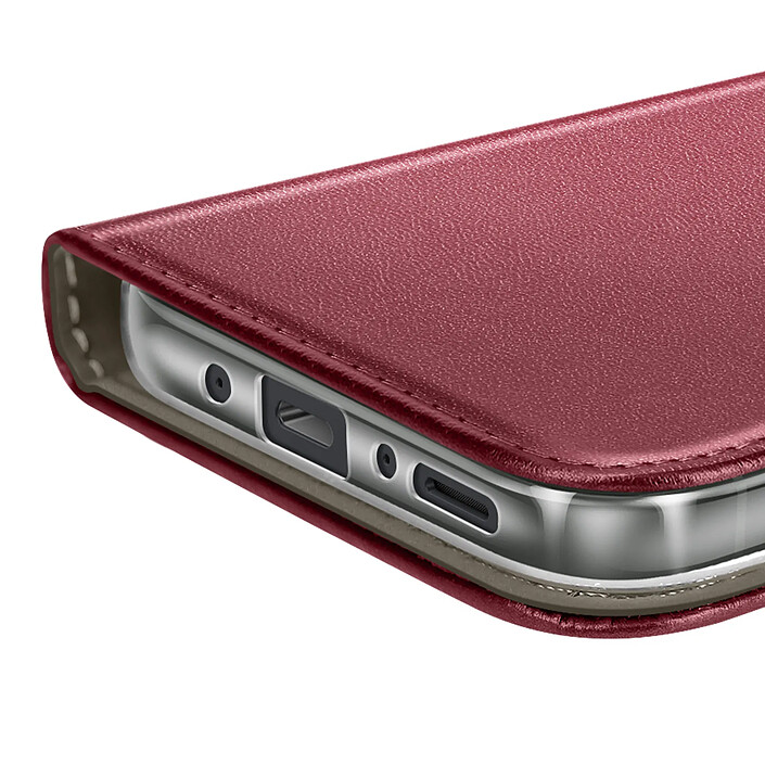 Étui à Clapet pour Galaxy A17 Magnétique avec Porte-carte et Fonction Stand Bordeaux pas cher