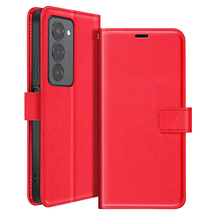 Mayaxess Étui Portefeuille pour Xiaomi Redmi 15 5G avec Dragonne et Fonction Stand Rouge
