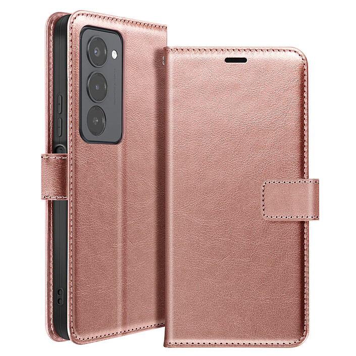 Mayaxess Étui Portefeuille pour Xiaomi Redmi 15 5G avec Dragonne et Fonction Stand Rose champagne
