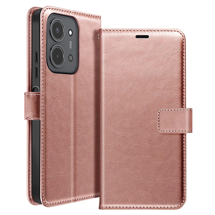 Mayaxess Étui Portefeuille pour Xiaomi Redmi 15C avec Dragonne et Fonction Stand Rose champagne