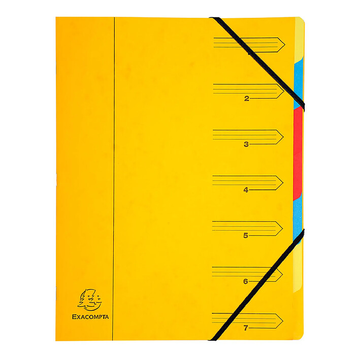Avis EXACOMPTA Trieurs dos agrafé - avec élastiques - 7 compartiments - dim 24,5x32cm - couleurs aléatoires