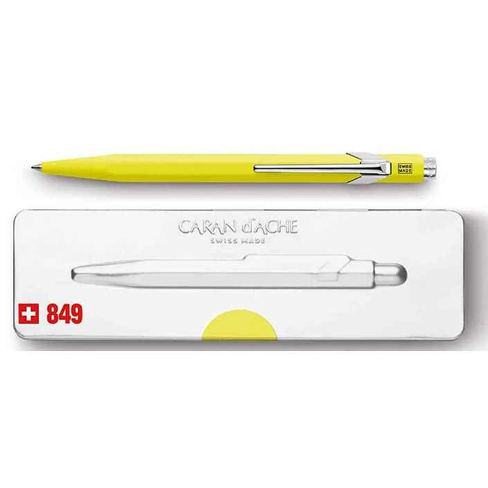 CARAN D'ACHE Stylo à bille 849 POPLINE FLUO Rétractable Pointe Moyenne Corps Jaune