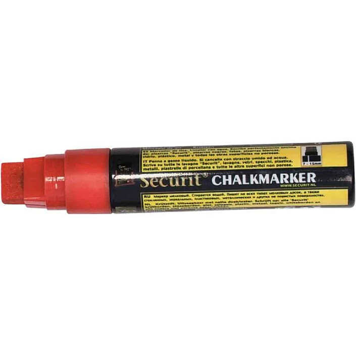 SECURIT Marqueur Craie Liquide ORIGINAL LARGE Biseautée 7 - 15 mm Rouge