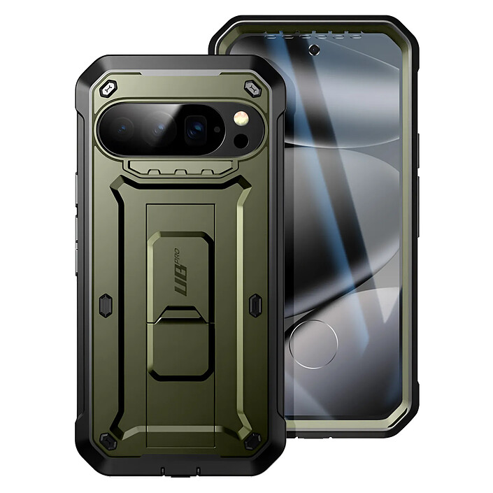 Supcase Coque Intégrale pour Pixel 10 Pro Série Supcase Unicorn Beetle Pro avec Béquille Kaki