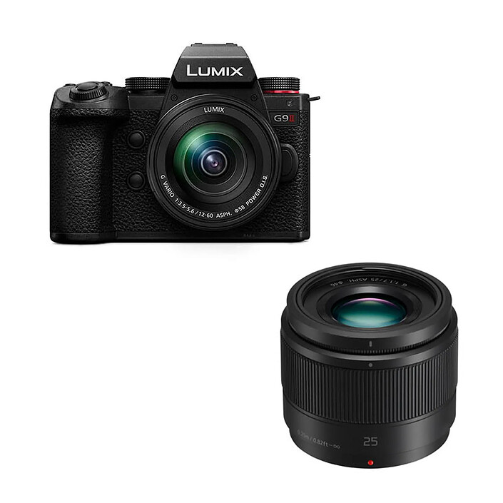 PANASONIC LUMIX G9 II Noir + Objectif G 12-60mm f/3.5-5.6 + G 25mm f/1.7