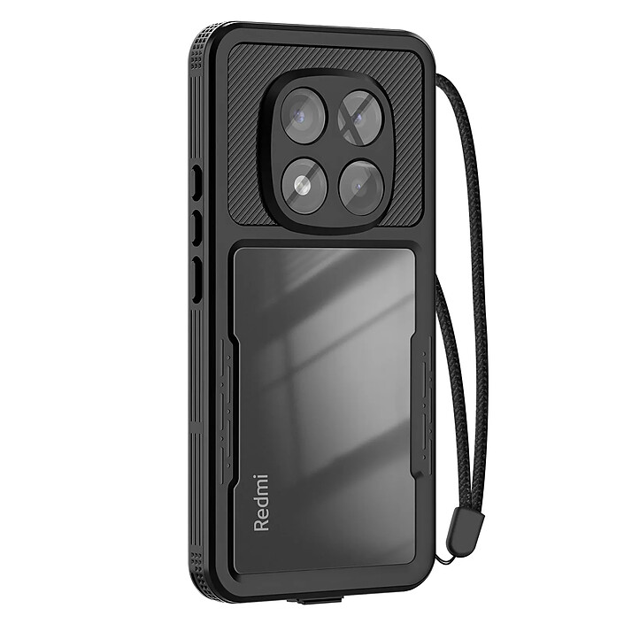 Redpepper Coque Étanche pour Redmi Note 14 Pro 5G IP68 Antichoc 2m avec Dragonne Inclus Noir