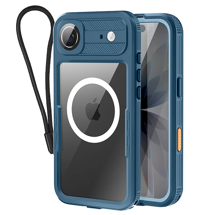 Shellbox Coque Étanche Intégrale pour iPhone Air MagSafe Antichocs avec Dragonne Bleu