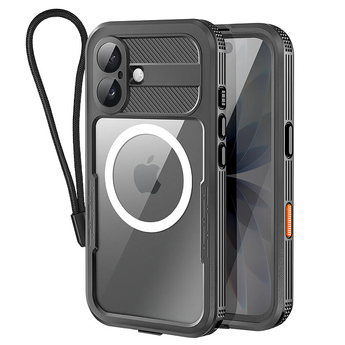 Shellbox Coque Étanche Intégrale pour iPhone 17 MagSafe Antichocs avec Dragonne Noir