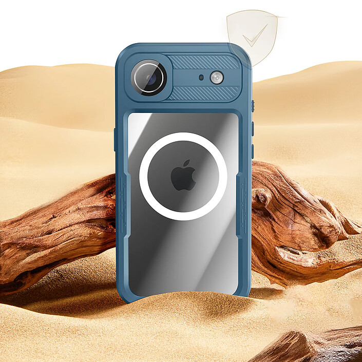 Acheter Shellbox Coque Étanche Intégrale pour iPhone Air MagSafe Antichocs avec Dragonne Bleu