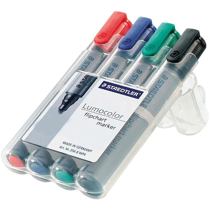 STAEDTLER Etui de 4 Marqueurs Lumocolor Flipchart 356 Pointe ogive 2mm Assortis