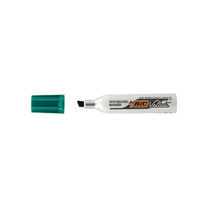 BIC Feutre tableau blanc effaçable à sec 1781 Pointe Biseau Large Corps Métal Vert x 12