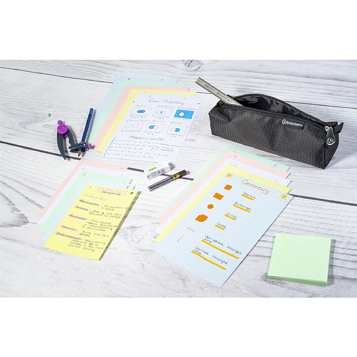 Avis EXACOMPTA Paquet 100 fiches Bristol quadrillé 5x5 perforé - 148x210mm - Couleurs assorties