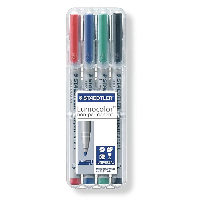 STAEDTLER Lumocolor marqueur non-permanent 312B Biseauté 1 - 2,5 mm étui de 4